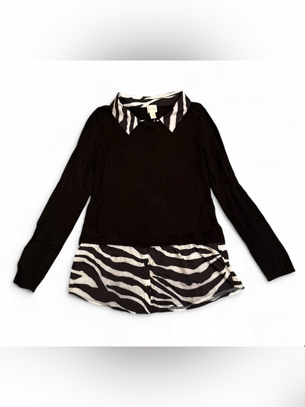 Y2K sweater with zebra collar and hem